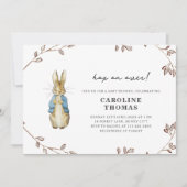 Vintage Bunny Botanical Baby Shower Invitation Kaart (Voorkant)