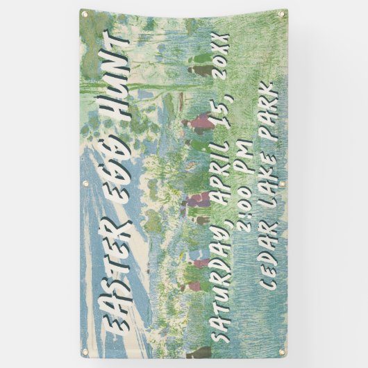 Vintage Bunny Easter Egg Hunt Banner (Verticaal)