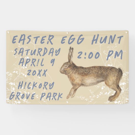Vintage Bunny Easter Egg Hunt Banner (Horizontaal)