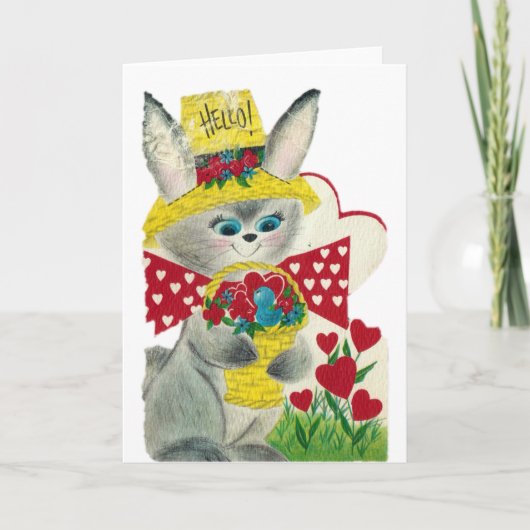 Vintage Bunny Hallo Kaart (Voorkant)