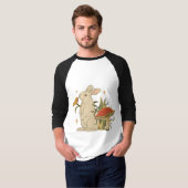 Vintage Bunny & Mushroom Artwork T-Shirt (Voorkant volledig)