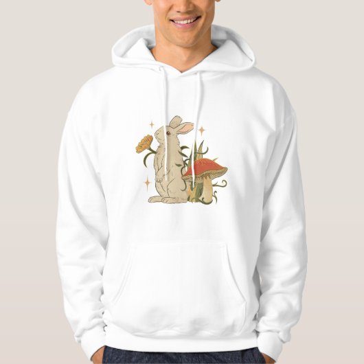 Vintage Bunny & Mushroom Artwork T-Shirt (Voorkant)