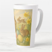 Vintage Bunny/Rabbit Easter Egg/Spring  Latte Mok (Rechterhoek)