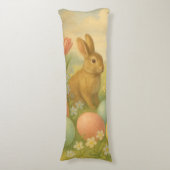 Vintage Bunny/Rabbit Easter Egg/Spring  Lichaamskussen (Voorkant Verticaal)