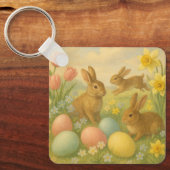 Vintage Bunny/Rabbit Easter Egg/Spring   Sleutelhanger (Voorkant)