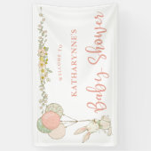 Vintage Bunny Rustic Floral Baby shower Spandoek (Verticaal)