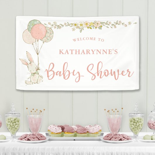 Vintage Bunny Rustic Floral Baby shower Spandoek