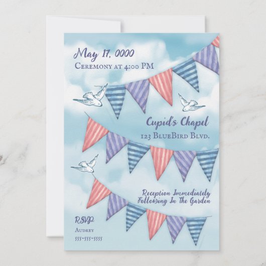 Vintage Bunting Wedding Invitations Kaart (Achterkant)