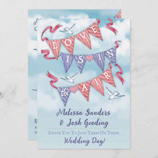 Vintage Bunting Wedding Invitations  Kaart (Voorkant / Achterkant)