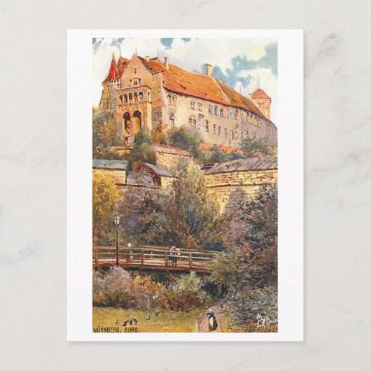 Vintage Burg (Castle Hill) in Nuremberg, Germany Briefkaart (Voorkant)
