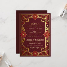 Vintage burgundy and Gold Art Deco Islamic weeding