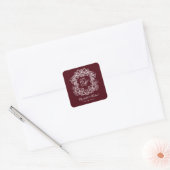 Vintage Burgundy Elegant Wedding Monogram Crest Vierkante Sticker (Envelop)