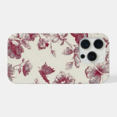 Vintage Burgundy Floral Phone Case iPhone Hoesje (Achterkant horizontaal)
