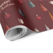 Vintage Burgundy Merry Christmas Cadeaupapier (Rol Hoek)