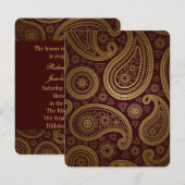 vintage burgundy paisley westerse bruiloft kaart (Voorkant / Achterkant)