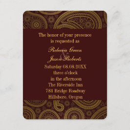 vintage burgundy paisley westerse bruiloft kaart