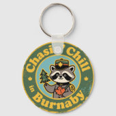 Vintage Burnaby BC Wasbeer Chillen Sleutelhanger (Achterkant)