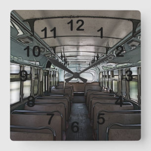 vintage bus clock vierkante klok