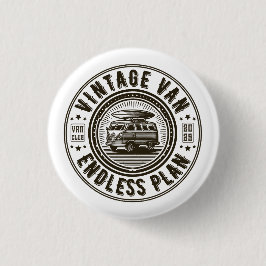Vintage Bus Eindeloos Plan Ronde Button 3,2 Cm