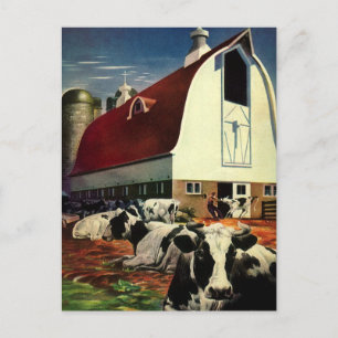 Vintage Business, Holstein Milk Koeien op Dairy Bo Briefkaart