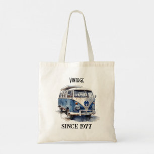 Vintage busje in Delfts Blauw aanpasbaar Tote Bag