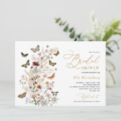 Vintage Butterflies Boho Wildflower Vrijgezellenfe Kaart (Staand voorkant)