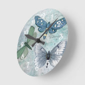 Vintage Butterflies French Grunge Ronde Klok (Hoek)