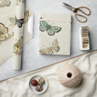 Vintage Butterflies Poster Cadeaupapier