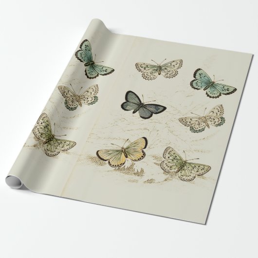 Vintage Butterflies Poster Cadeaupapier (Uitgerold)