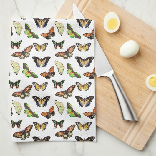 Vintage Butterflies Theedoek (Quarter Fold)