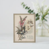 Vintage Butterfly & Australian Flowers Christmas Briefkaart (Staand voorkant)