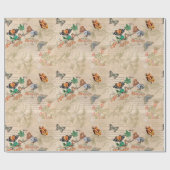 Vintage Butterfly Botanische Ephemera Cadeaupapier (Vlak)