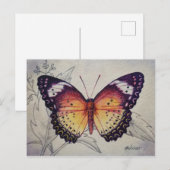 Vintage Butterfly No. 3 Waterverf Art Briefkaart (Voorkant / Achterkant)