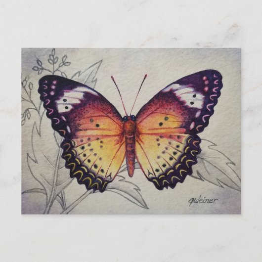 Vintage Butterfly No. 3 Waterverf Art Briefkaart (Voorkant)