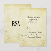 Vintage Butterfly Wedding RSVP Kaartje (Voorkant / Achterkant)