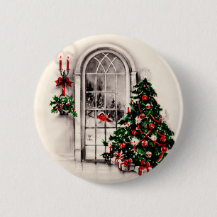 Vintage-Button voor kerstmis Ronde Button 5,7 Cm