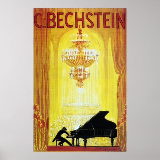 Vintage C. Bechstein Duits Piano Advertisement Poster (Voorkant)