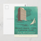 Vintage Cabana Club Miami Travel Briefkaart (Voorkant / Achterkant)