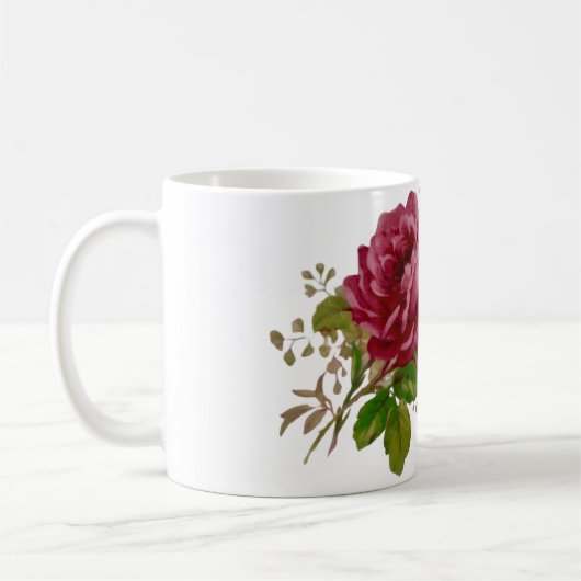 Vintage Cabbage Rose Elegance  Koffiemok (Links)