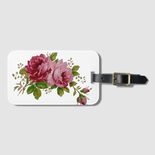 Vintage Cabbage Rose Elegance Luggage Tag Bagagelabel (Voorkant (horizontaal))