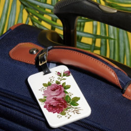 Vintage Cabbage Rose Elegance Luggage Tag Bagagelabel