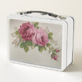 Vintage Cabbage Rose Elegant Metalen Lunchbox (Achterkant)