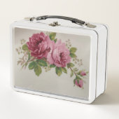 Vintage Cabbage Rose Elegant Metalen Lunchbox (Voorkant)