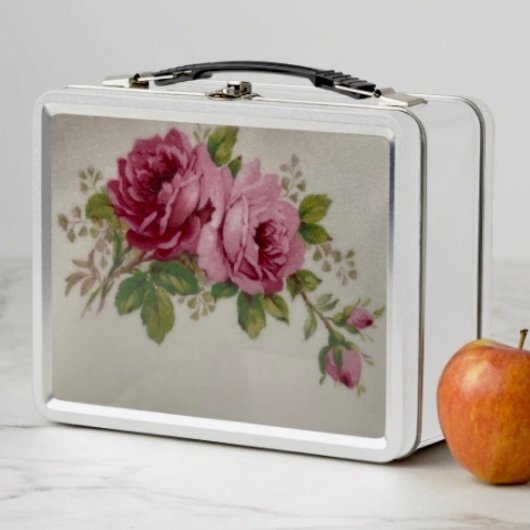 Vintage Cabbage Rose Elegant Metalen Lunchbox