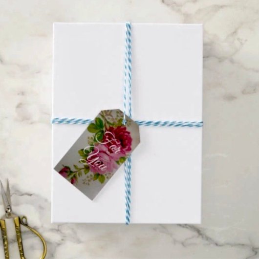 Vintage Cabbage Rose Elegantie  Cadeaulabel