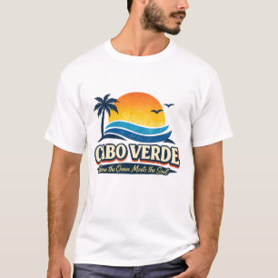 Vintage Cabo Verde Zonsondergang Strand T-shirt