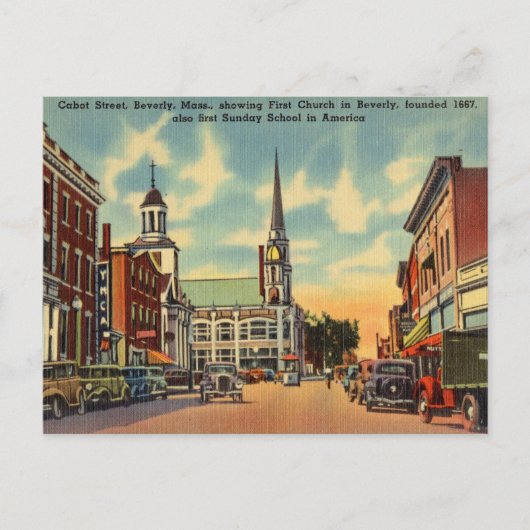 Vintage, Cabot Street, Beverly Massachusetts Briefkaart (Voorkant)