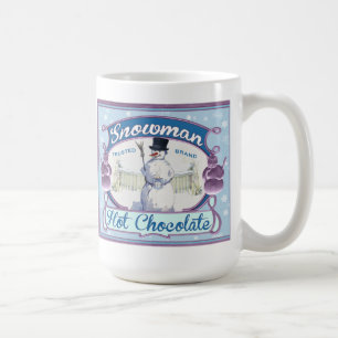 Vintage Cacao Label Snowman Tea of Coffee Mok