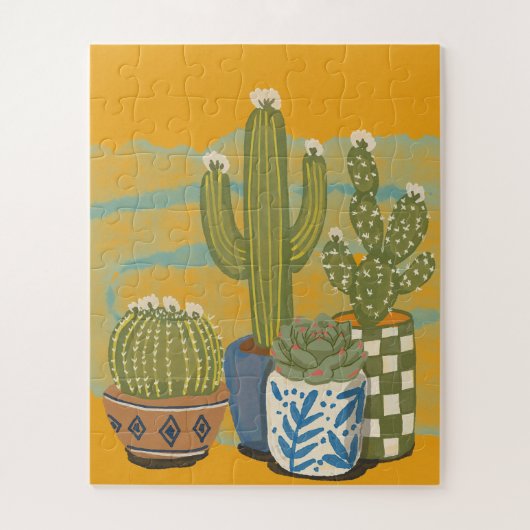 Vintage Cactus Bloemen Legpuzzel (Verticaal)