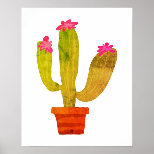 Vintage cactus botanische florale trekwand poster (Voorkant)